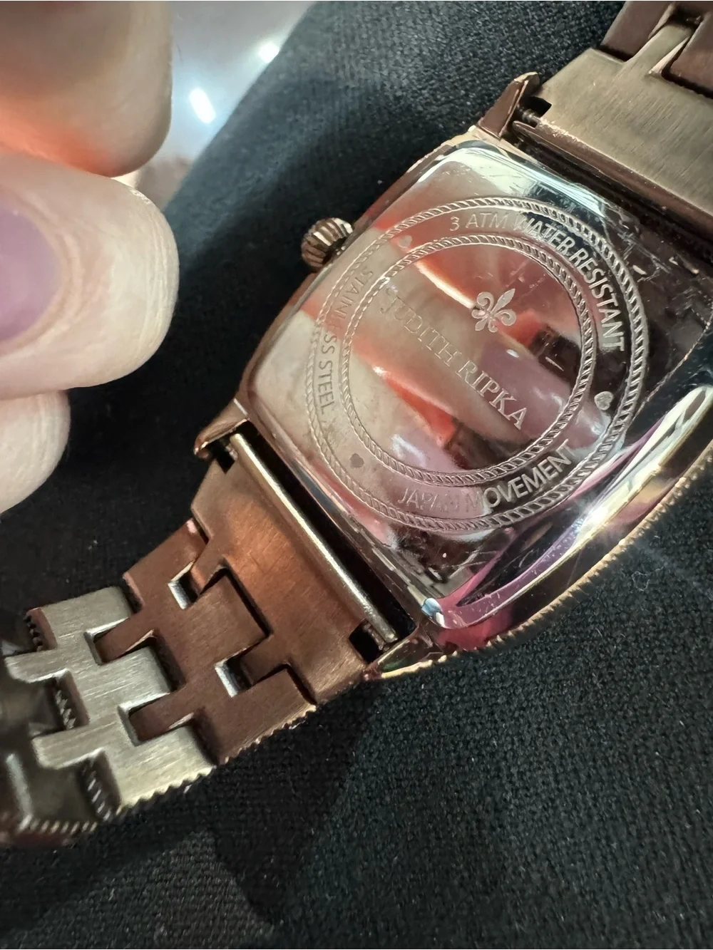 New Judith Ripka Brown Stainless Steel Cushion Bracelet Watch
